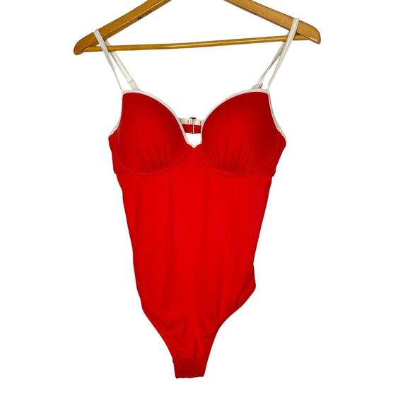 Shade & Shore Cabana Red Light Lift underwire one piece swimsuit size 34D NWOT - Picture 3 of 10